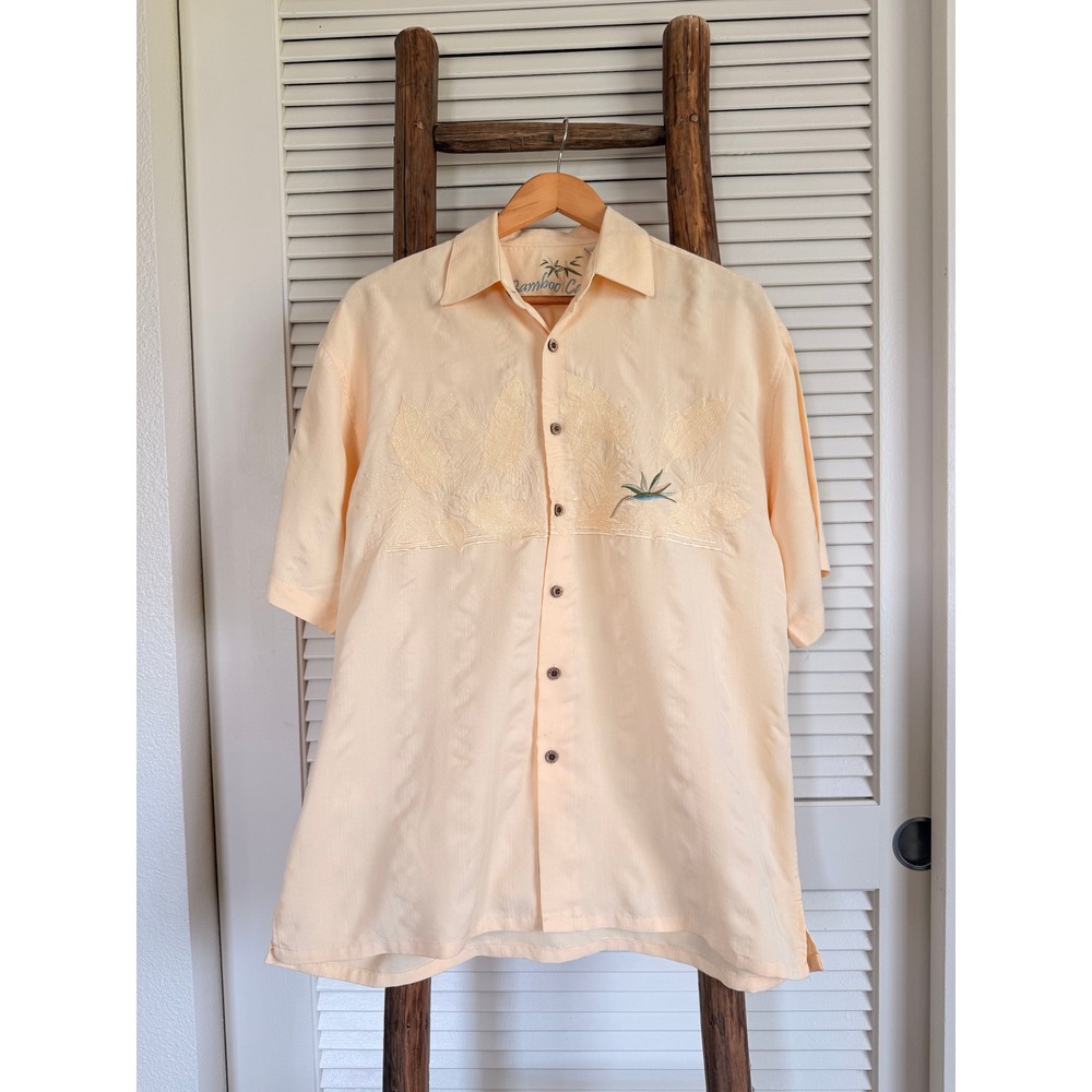 Bamboo Cay Short Sleeve Button Down Shirt Medium Peach